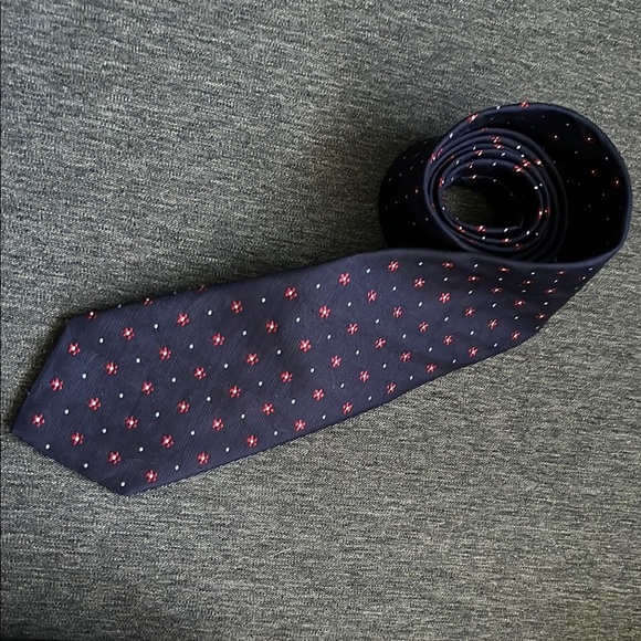 Brooks Brothers Tie Navy Red Floral Silk Linen - Picture 1 of 4